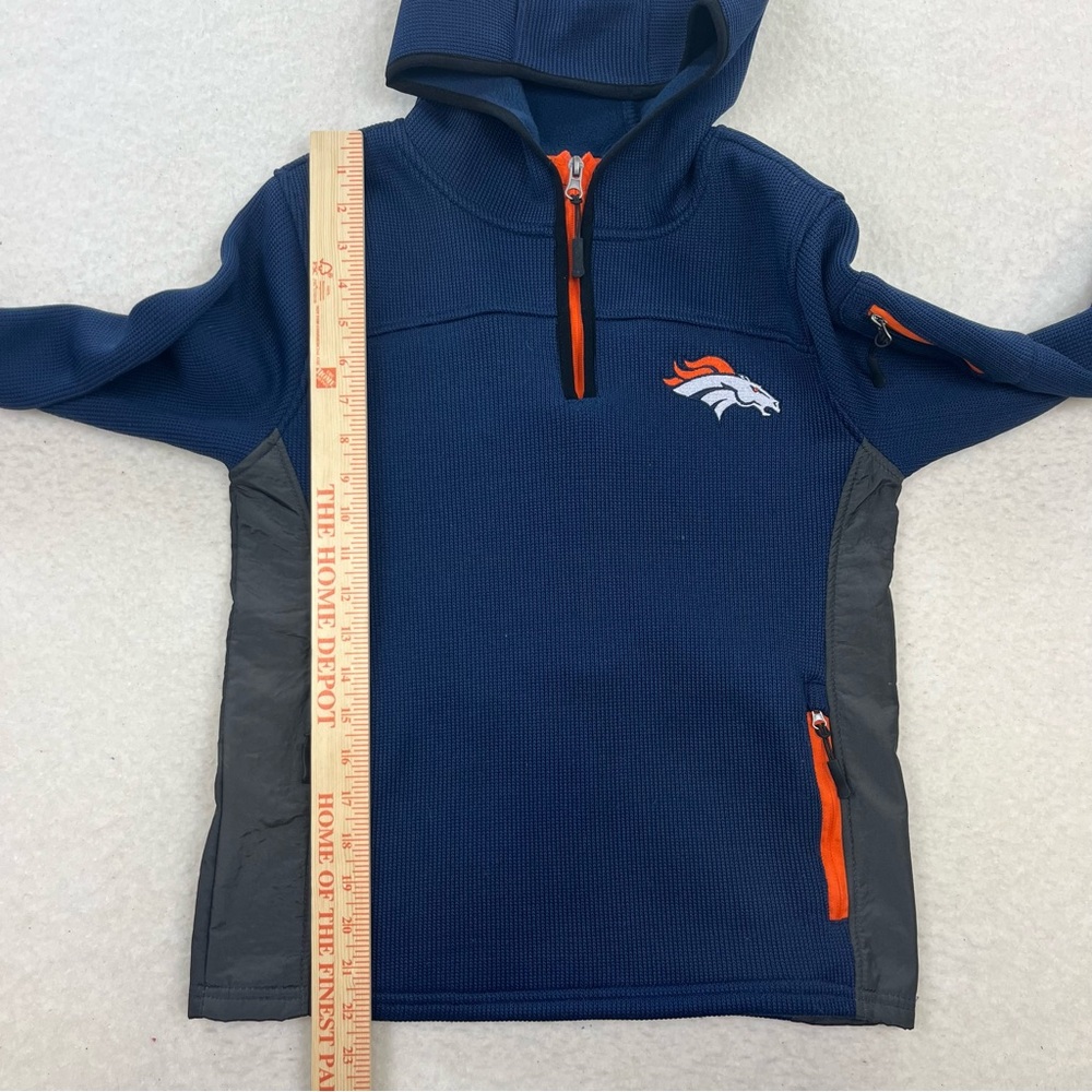 NFL Denver Broncos Boys Navy 1/4 Zip Hoodie Jacket Size Medium (10-12) - Picture 6 of 8